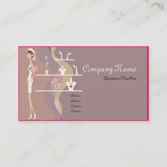 Lady Jewellery Shopping Business Cards (Front)
