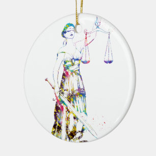 Lady Justice Ceramic Tree Decoration