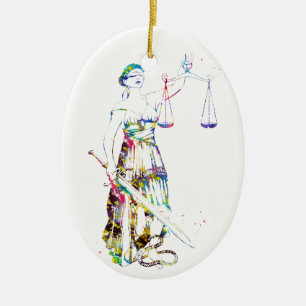 Lady Justice Ceramic Tree Decoration