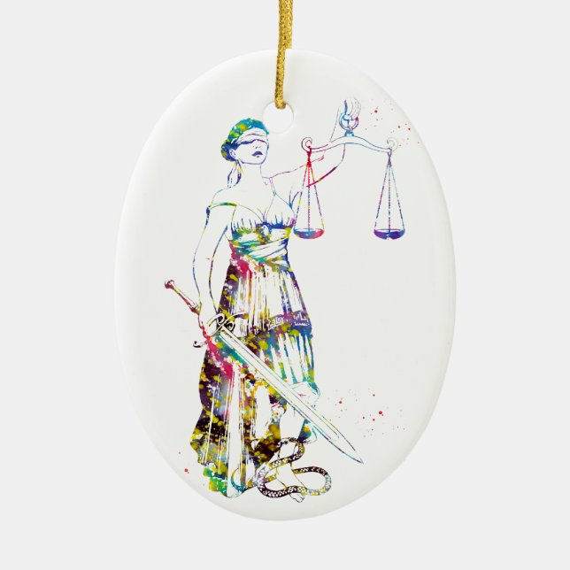 Lady Justice Ceramic Tree Decoration (Front)