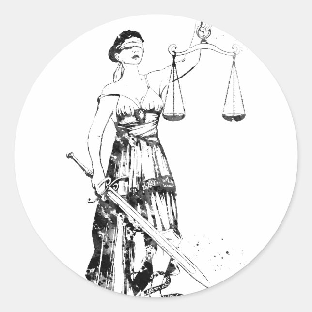 Lady Justice Classic Round Sticker (Front)