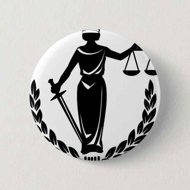 LADY JUSTICE CO. 6 CM ROUND BADGE (Front)