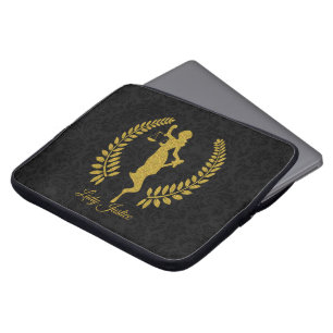 Lady Justice gold on black Laptop Sleeve