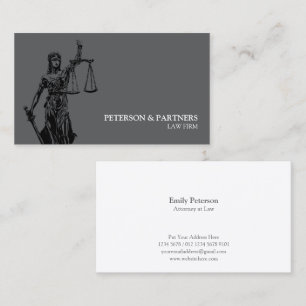 Lady Justice Illustration on Grey Background Business Card