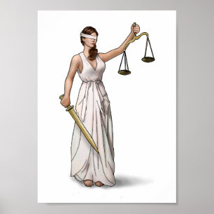 Lady Justice Illustration Poster
