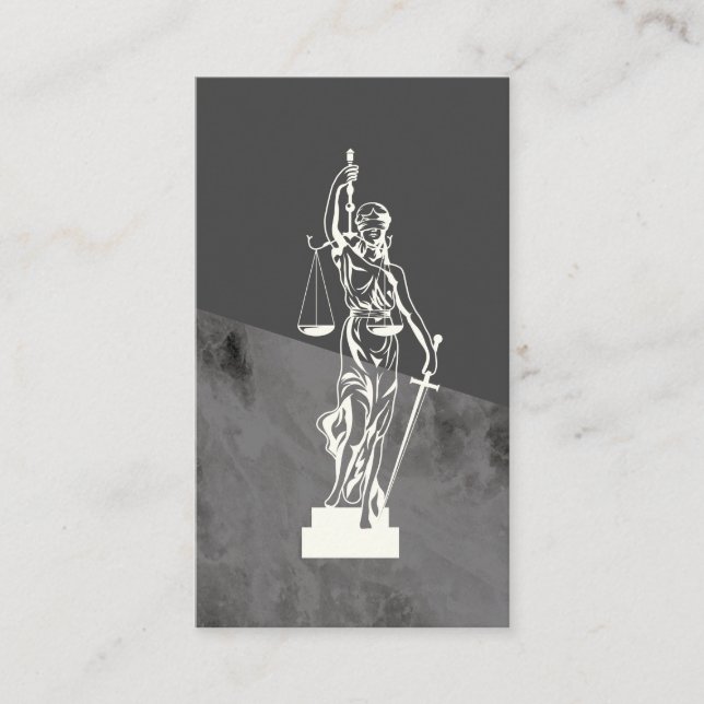 Lady Justice Law Black Marble Grey Appointment Card (Front)