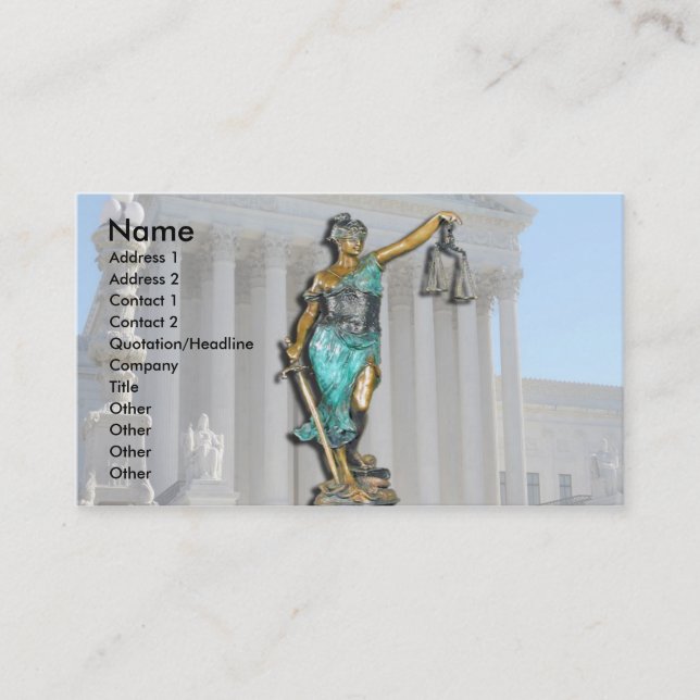 Lady Justice on Supreme Court Business Card (Front)
