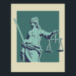 Lady Justice Pop Art Poster<br><div class="desc">Lady Justice - Light teal, dark teal, andnavy Pop art poster</div>