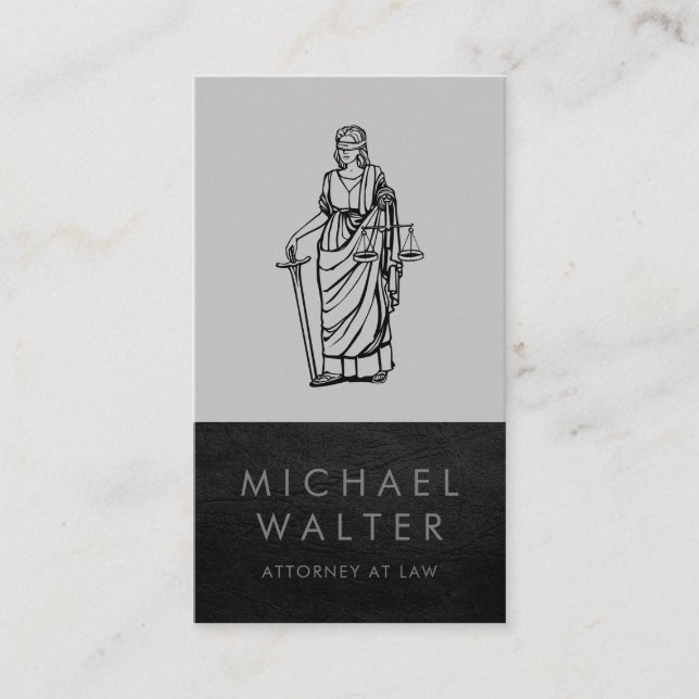 Lady Justice | Real Estate | Leather Trim Business Card (Front)