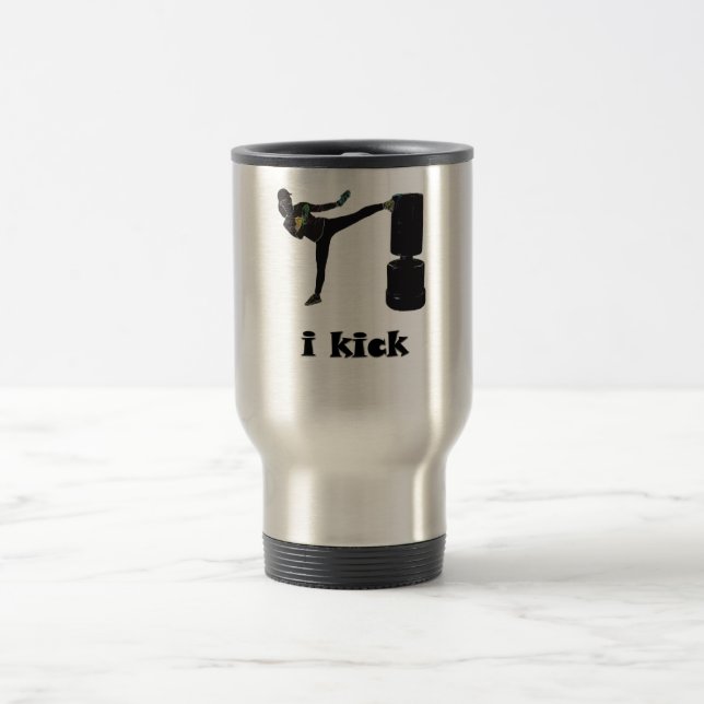 Lady Kickboxer / i kick Travel Mug (Center)