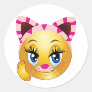Lady Kitty Face Classic Round Sticker