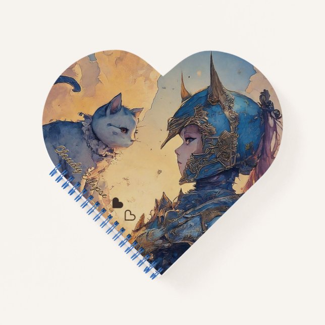 Lady Knight and her Noble Cat Spiral Notebook (Front)
