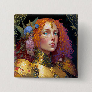 Lady Knight Warrior Armour Fantasy Art 15 Cm Square Badge