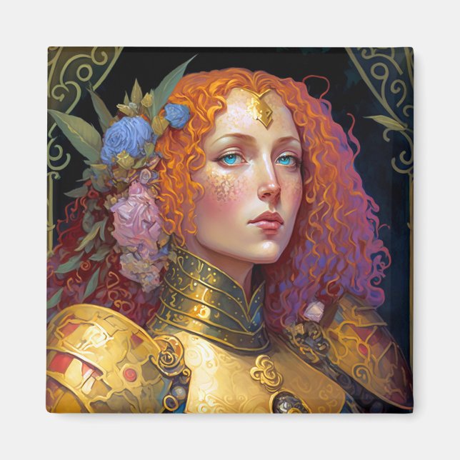 Lady Knight Warrior Armour Fantasy Art Magnet (Front)