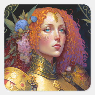 Lady Knight Warrior Armour Fantasy Art Square Sticker