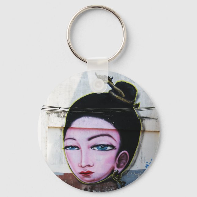 Lady Lao Graffiti Street Art Key Ring (Front)