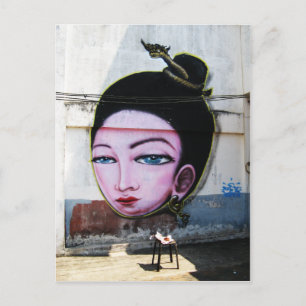 Lady Lao Graffiti Street Art Postcard