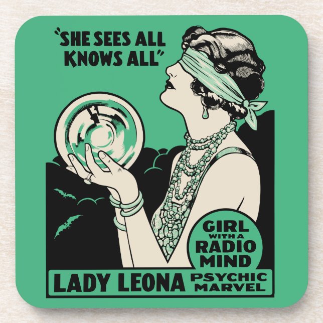 Lady Leona Fortune Teller - Girl With A Radio Mind Coaster (Front)