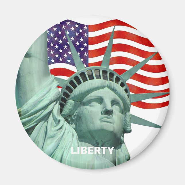 Lady Liberty & American Flag Magnet (Front)