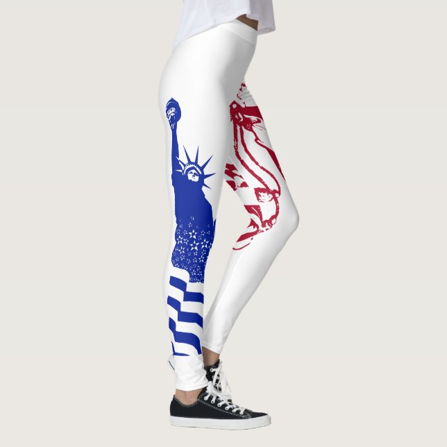 Lady Liberty American Flag Red White Blue Leggings (Right)