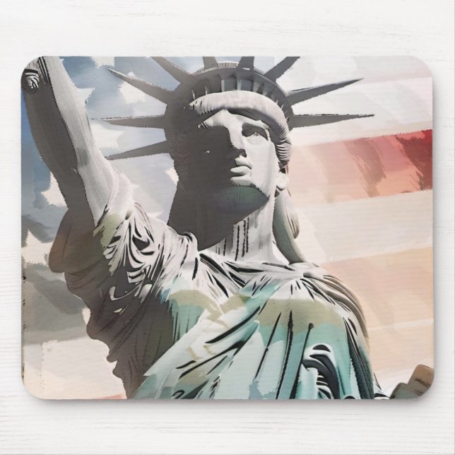Lady Liberty and the American Flag Mouse Mat (Front)