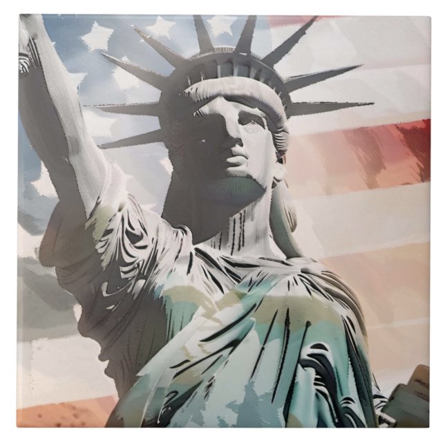 Lady Liberty and the American Flag Tile (Front)