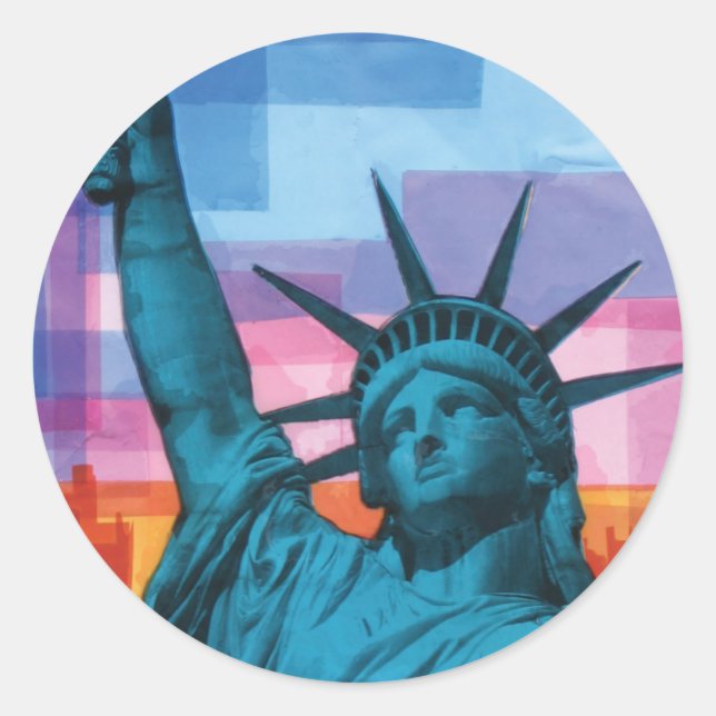 Lady Liberty Classic Round Sticker (Front)