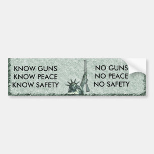 LADY LIBERTY GUN WISDOM NO GUNS? NO SAFETY! BUMPER STICKER