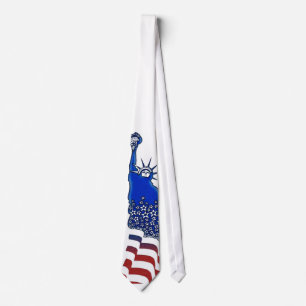 Lady  Liberty in red, white and blue graphic image Tie
