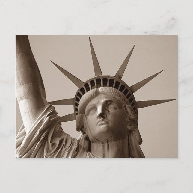 Lady Liberty in Sepia Statue Of Liberty NYC NY PC Postcard (Front)