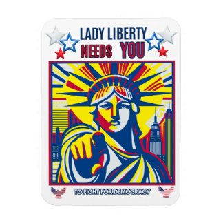 Lady Liberty Needs YOU! White BG fight oligarchy  Magnet