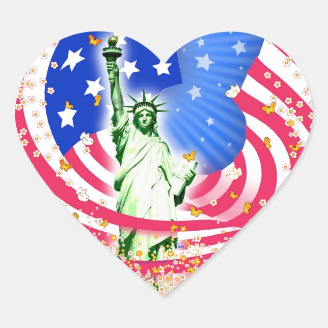 Lady Liberty, New York Heart Sticker (Front)
