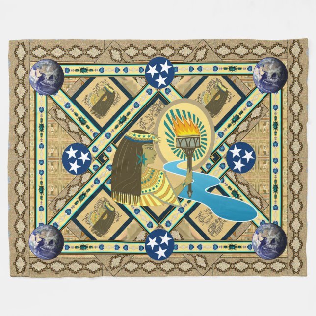 "Lady Liberty of the Nile" Art Fleece Blanket (Front (Horizontal))