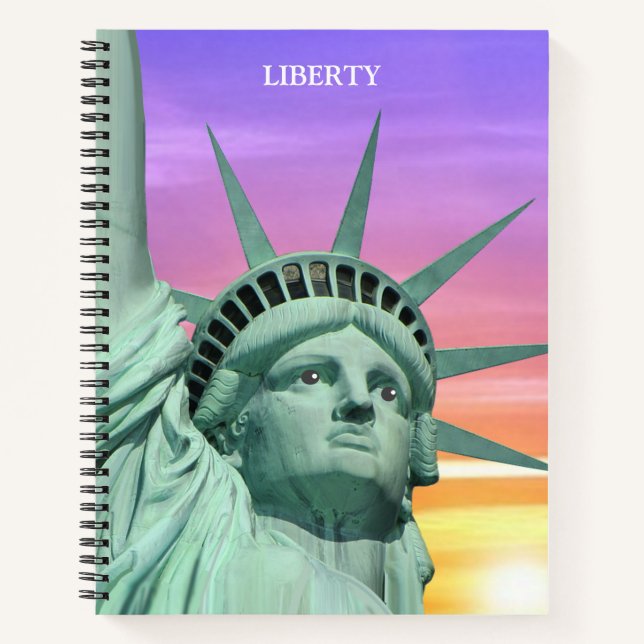 Lady Liberty on Sunrise Sky Notebook (Front)