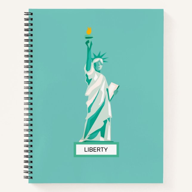 Lady Liberty on Teal Notebook (Front)