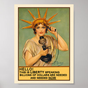Lady Liberty on the Phone Poster