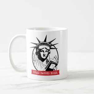 Lady Liberty Reads Banned Books Coffee Mug