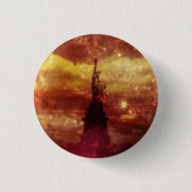 Lady Liberty red and yellow stars 3 Cm Round Badge (Front)