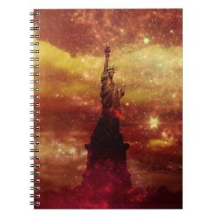 Lady Liberty red and yellow stars Notebook