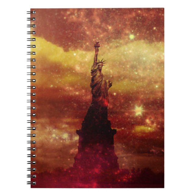 Lady Liberty red and yellow stars Notebook (Front)