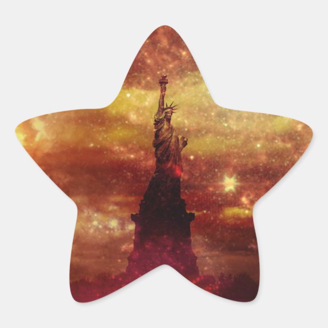 Lady Liberty red and yellow stars Star Sticker (Front)