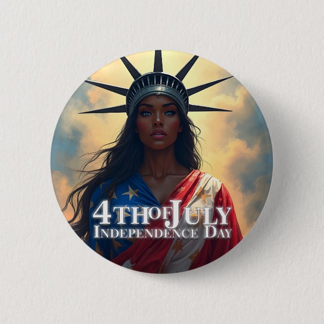 Lady Liberty Reimagined – A New Face of Freedom 6 Cm Round Badge (Front)