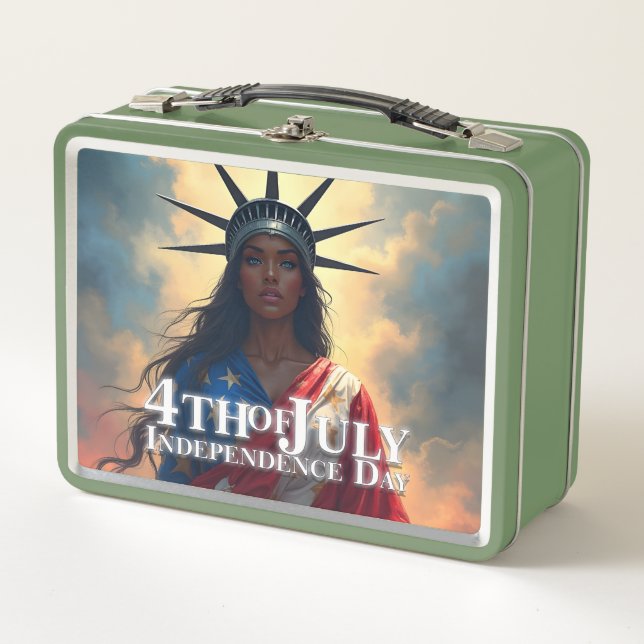 Lady Liberty Reimagined – A New Face of Freedom Metal Lunch Box (Front)