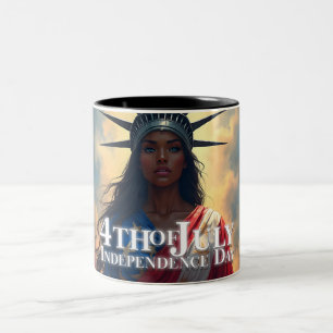 Lady Liberty Reimagined – A New Face of Freedom Two-Tone Coffee Mug