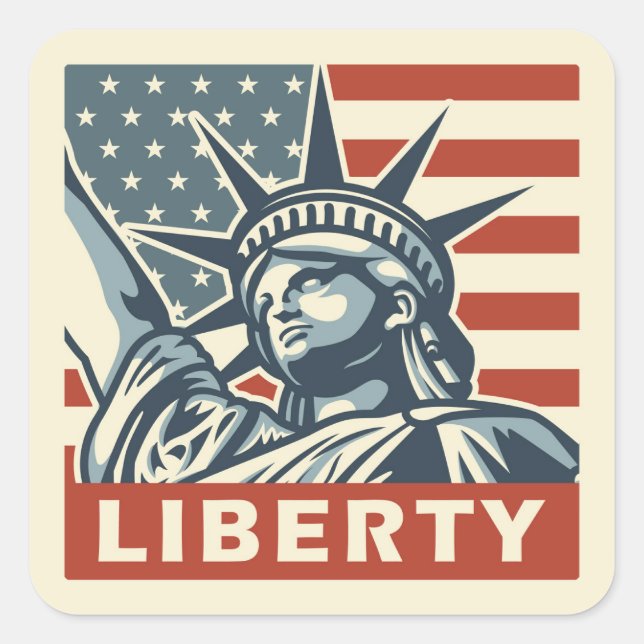 Lady Liberty Square Sticker (Front)