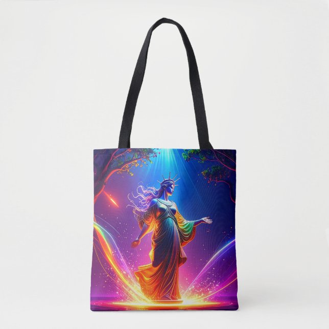 Lady Liberty Strikes for Freedom Democracy USA Tote Bag (Front)