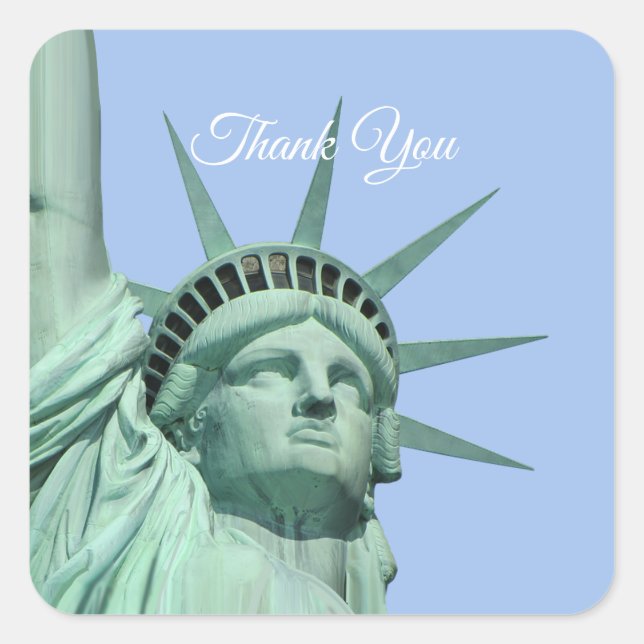Lady Liberty Thank You Square Sticker (Front)