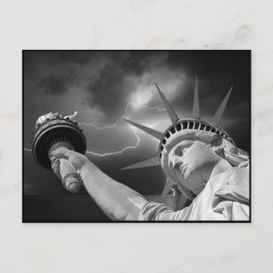 Lady Liberty under a stormy sky Postcard