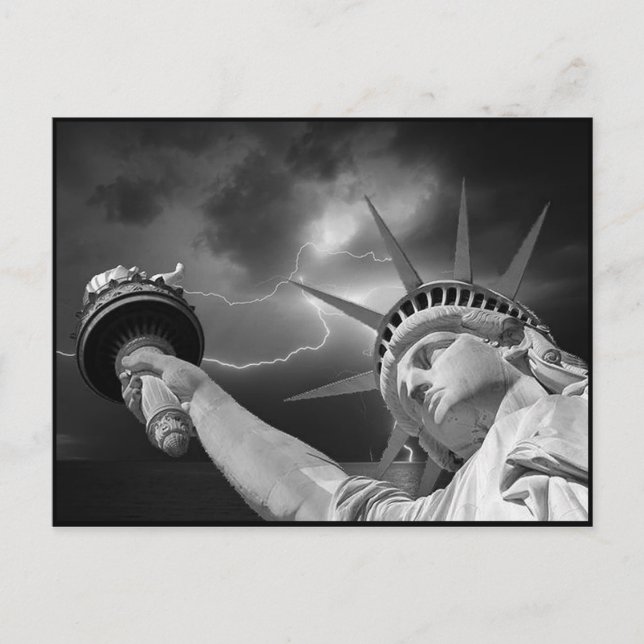 Lady Liberty under a stormy sky Postcard (Front)