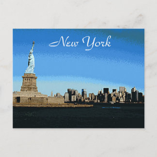 Lady Liberty Watches Over NYC (Art Version) Postcard